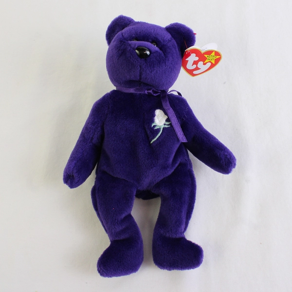 TY Beanie Babies Princess 1997 Princess Diana Purple Bear W/ Tag Plush Toy