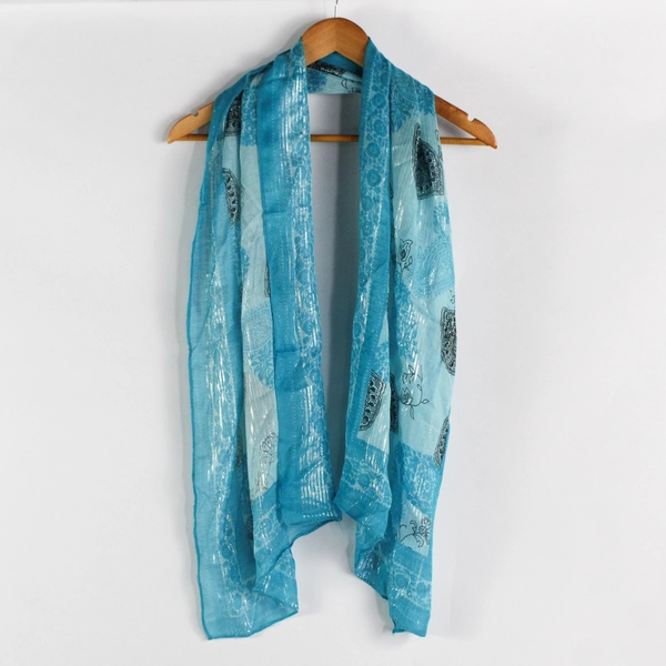 Lot of 2 Ladies' Fashion Viscose Scarves, RN136556, Teal Blue and Mint Green