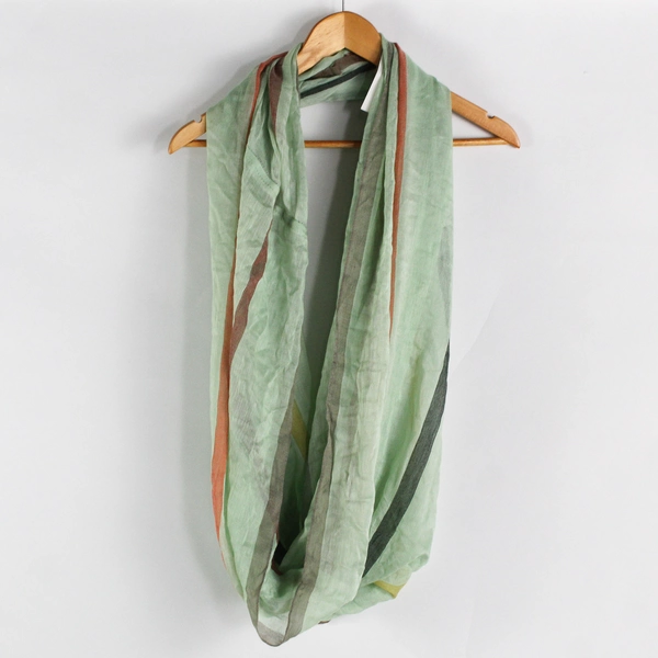 Lot of 2 Ladies' Fashion Viscose Scarves, RN136556, Teal Blue and Mint Green