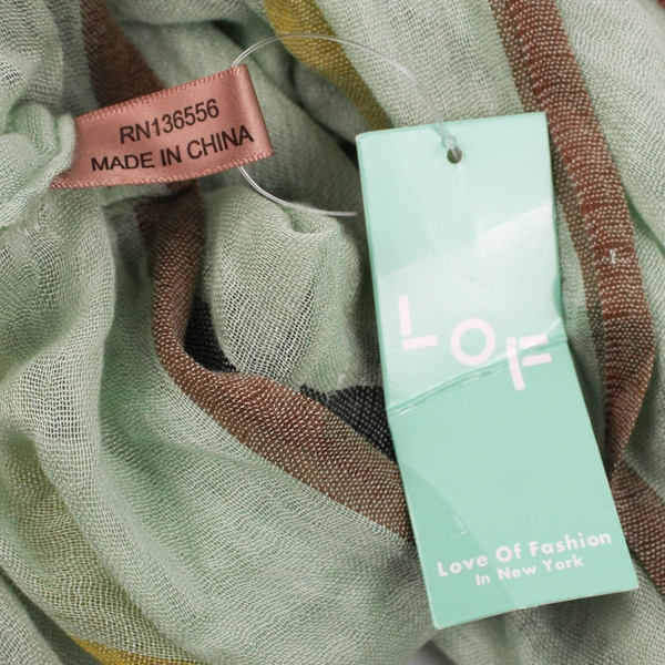 Lot of 2 Ladies' Fashion Viscose Scarves, RN136556, Teal Blue and Mint Green