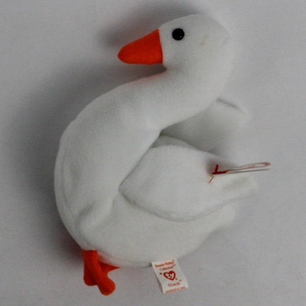 Ty Beanie Babies Gracie 1996 White Goose Bird With Tag Plush Toy