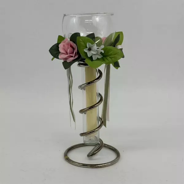 Davco Silver Decorators Choice 11” Single Floating Candle With Flower Ring