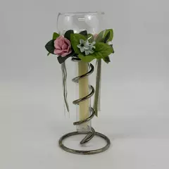 Davco Silver Decorators Choice 11” Single Floating Candle With Flower Ring