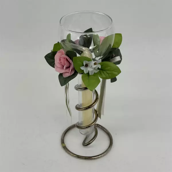 Davco Silver Decorators Choice 11” Single Floating Candle With Flower Ring