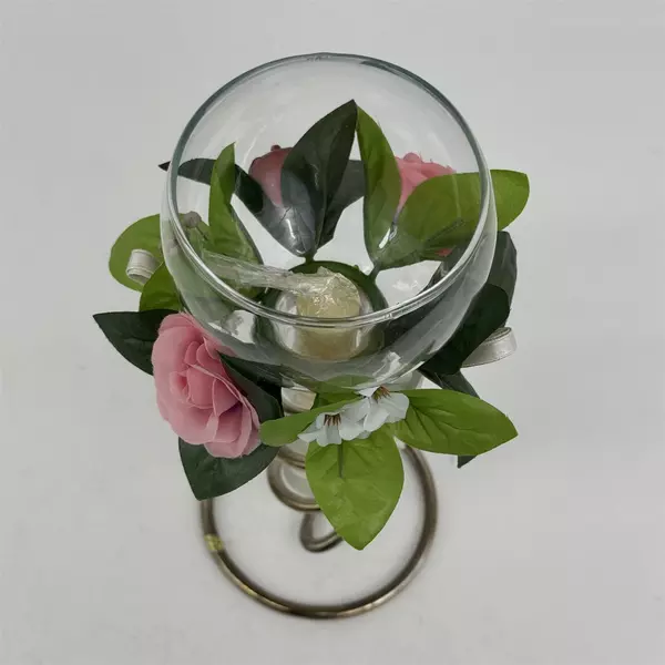 Davco Silver Decorators Choice 11” Single Floating Candle With Flower Ring