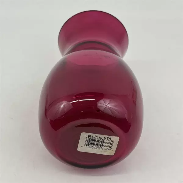 9 Inch Magenta Glass Vase Made In USA