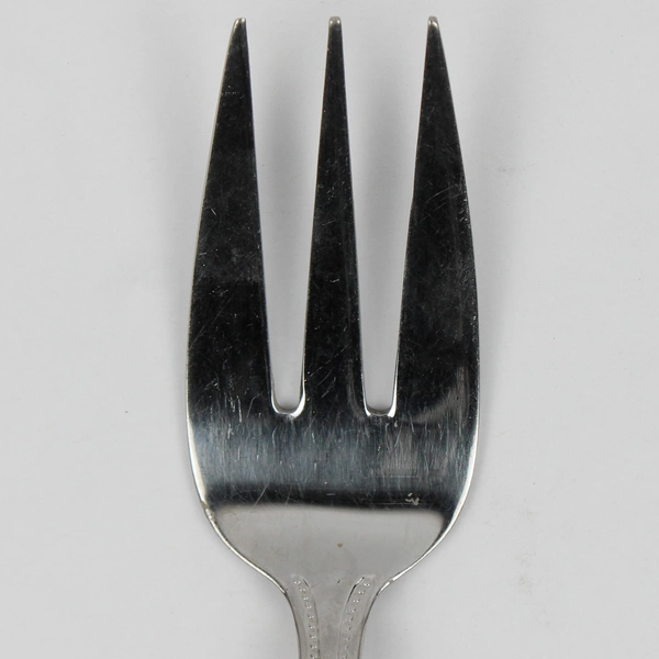 Wallace Silver Regal Pearl Pattern Cold Meat Serving Fork Beaded Front/Back Good