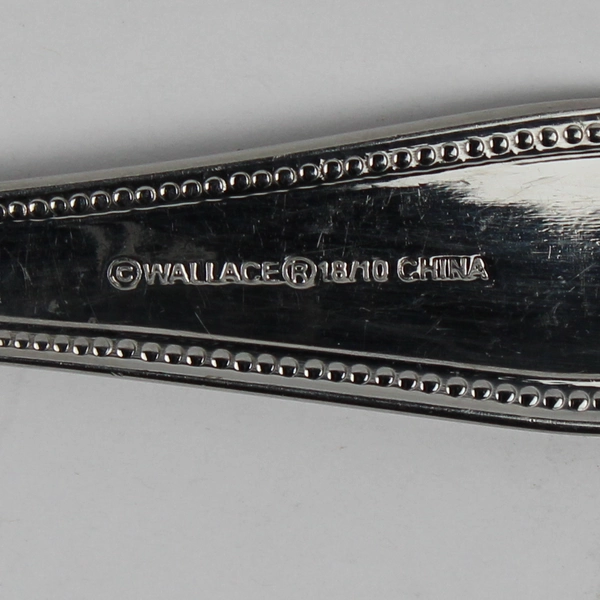 Wallace Silver Regal Pearl Pattern Cold Meat Serving Fork Beaded Front/Back Good