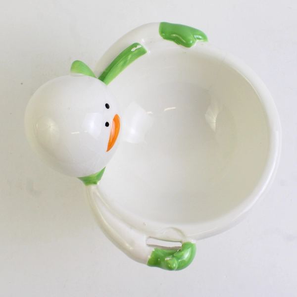 Christmas Snowman Condiment Bowl Ceramic Holiday Dip Dish 5.5" Tall