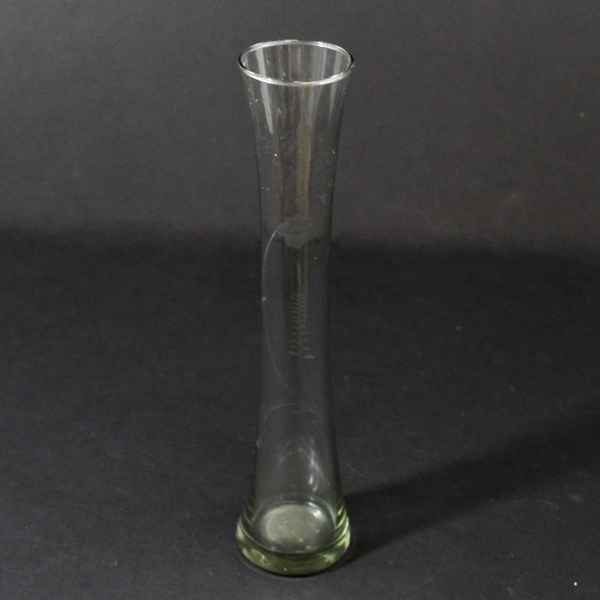 Etched Flower Clear Glass Bud Vase 10"