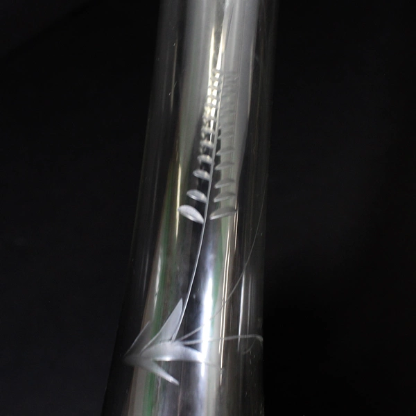 Etched Flower Clear Glass Bud Vase 10"