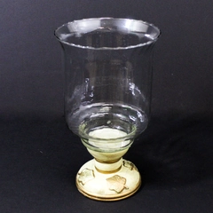 Resin and Glass Hurricane Pillar Candle Holder Embossed Leaves Mexico