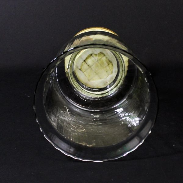 Resin and Glass Hurricane Pillar Candle Holder Embossed Leaves Mexico