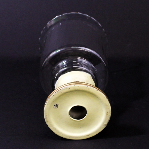 Resin and Glass Hurricane Pillar Candle Holder Embossed Leaves Mexico