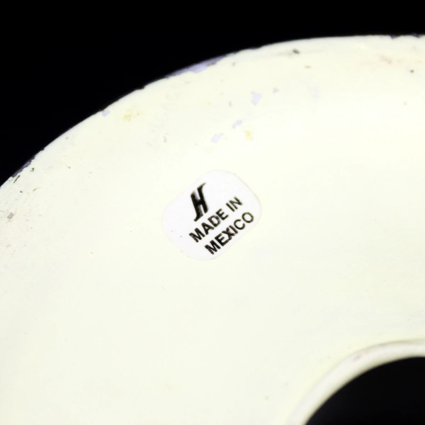 Resin and Glass Hurricane Pillar Candle Holder Embossed Leaves Mexico