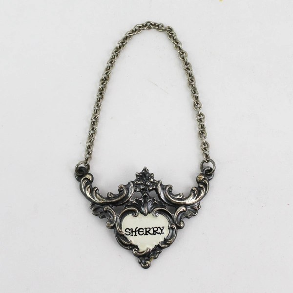 Vintage Ornate Silver Plate Sherry Bottle Decanter Label England