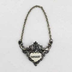 Vintage Ornate Silver Plate Sherry Bottle Decanter Label England