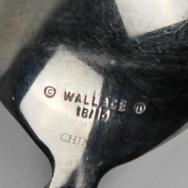 Lot of 2 Wallace Silver Reins Rounded Handle Teaspoon & Oval Soup Spoon Rare