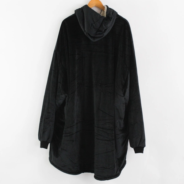 The Comfy Original Blanket Hoodie Black Oversized Sherpa Lined One Size