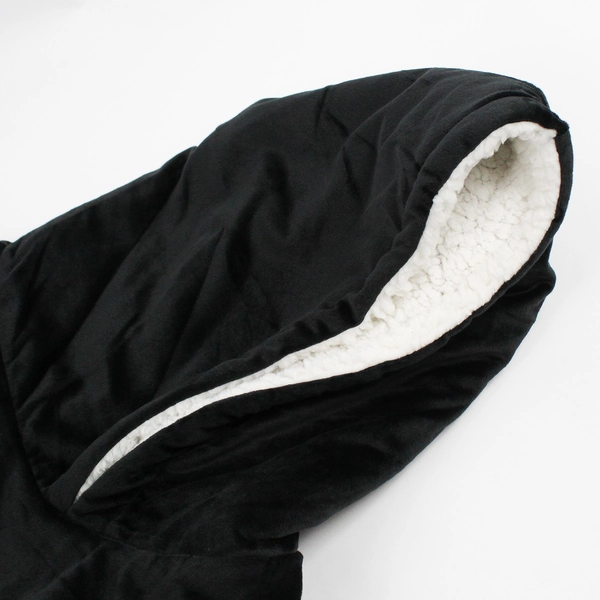 The Comfy Original Blanket Hoodie Black Oversized Sherpa Lined One Size