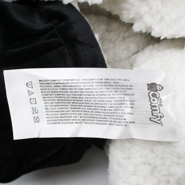 The Comfy Original Blanket Hoodie Black Oversized Sherpa Lined One Size