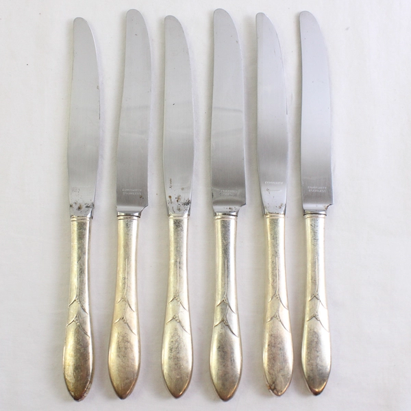 Lot Of 6 Oneida Community Lady Hamilton Silver Plated Dinner Knives Flatware