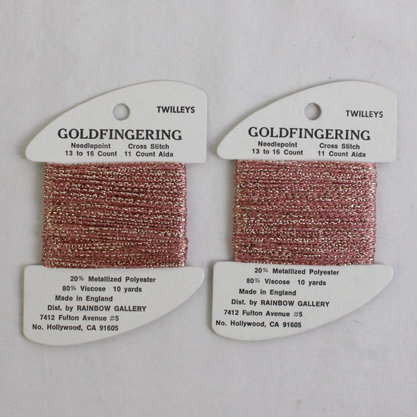 Lot of 2 New Twilleys Goldfingering Metallic Embroidery Thread J41C Pink