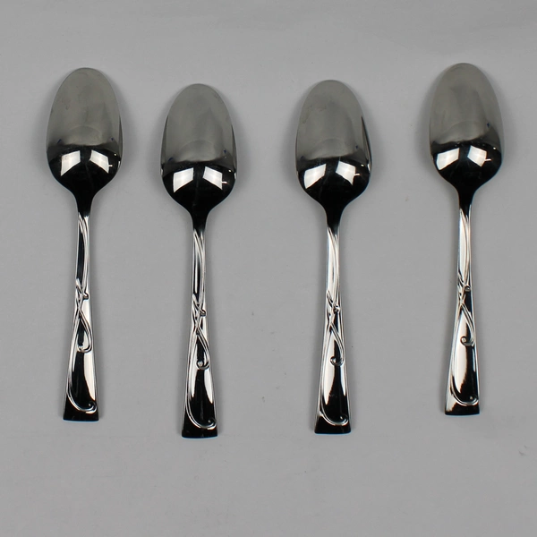Lot of 4 Towle Blossom Stainless 18/10 Oval Soup Spoons (Teaspoons)