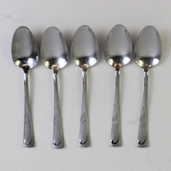 Lot of 5 Towle Blossom Stainless 18/10 Oval Soup Spoons (Teaspoons) Frosted