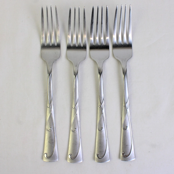 Set Of 4 Towle Blossom 18/0 Dinner Forks Frosted Stainless Steel 7.5"