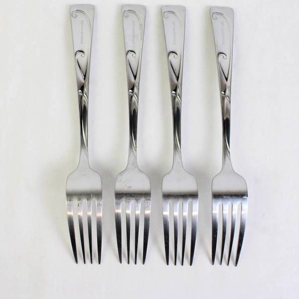 Set Of 4 Towle Blossom 18/0 Dinner Forks Frosted Stainless Steel 7.5"