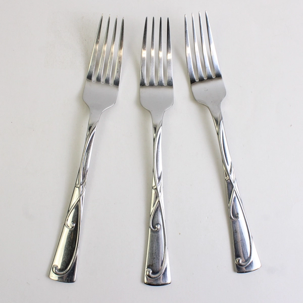 Lot of 3 Towle Blossom 18/10 Dinner Forks Glossy Stainless Steel 7.5"