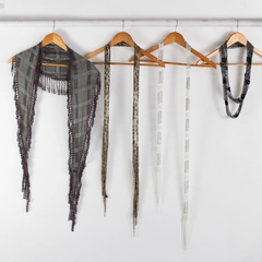 Lot of 4 Unbranded Beaded Fringe Scarves Various Colors and Textures