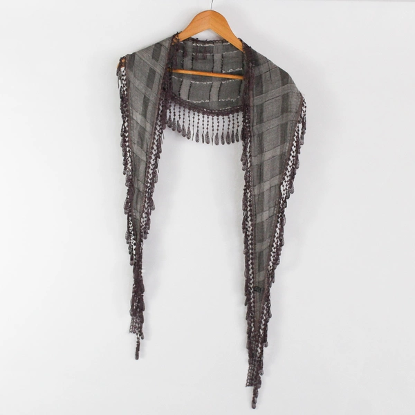 Lot of 4 Unbranded Beaded Fringe Scarves Various Colors and Textures