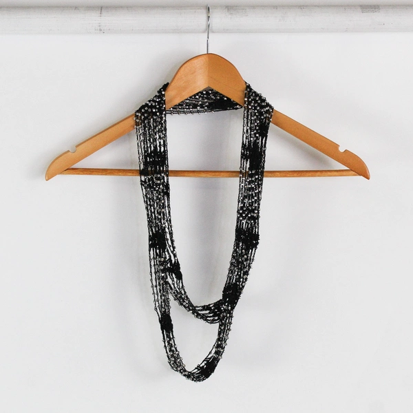 Lot of 4 Unbranded Beaded Fringe Scarves Various Colors and Textures