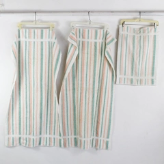 Lot of 3 VTG Caress by Stevens Coral Teal White Cotton Bath & Hand Towels