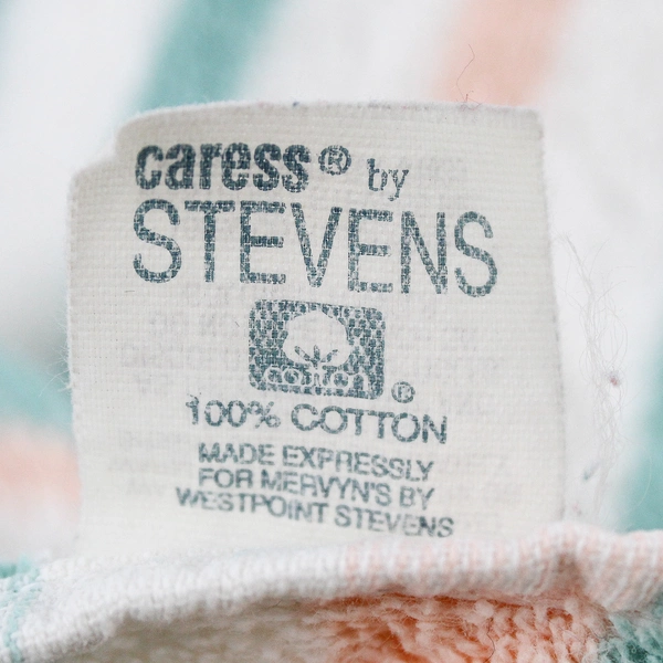 Lot of 3 VTG Caress by Stevens Coral Teal White Cotton Bath & Hand Towels