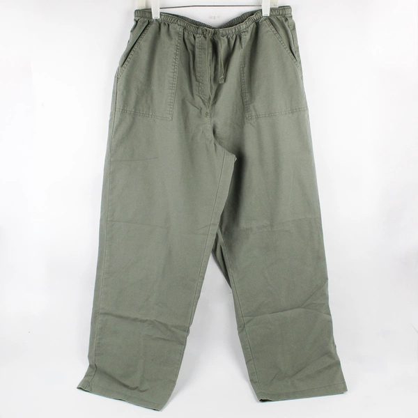 L.L. Bean Women's L Reg Green 100% Cotton Drawstring Elastic Waist Pants