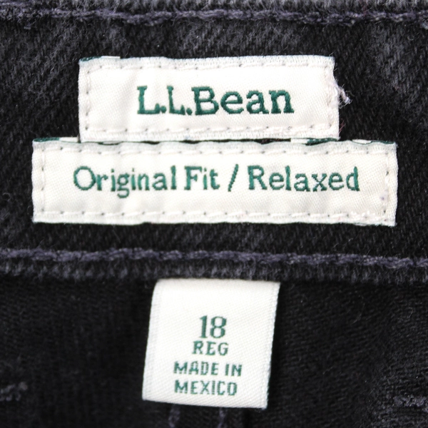 L.L. Bean Women's 18 Reg Black Original/Relaxed Fit Straight Leg Denim Jeans