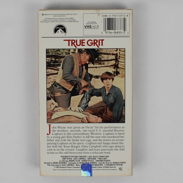 Vintage True Grit VHS Movie, 1992 John Wayne 