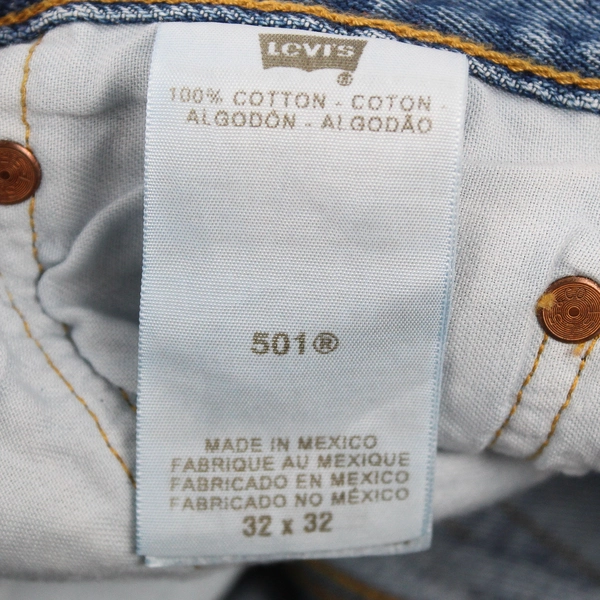 Levi's 501 Men's 32x32 Light Wash Straight Leg Button Fly Denim Jeans