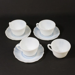 4 Vintage MacBeth Evans American Sweetheart Monax White Cups & Saucers. 