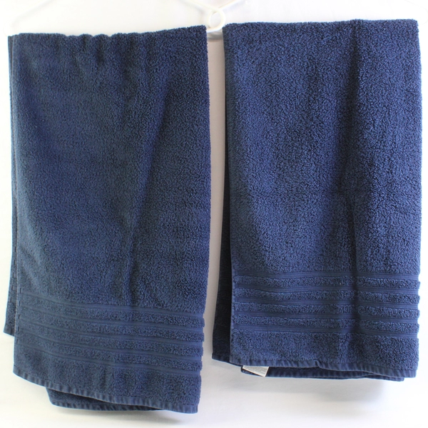 Lot Of 2 Hotel Collection Solid Navy Blue Bath Towel 100% Cotton 28" x 52"