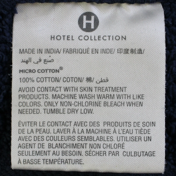 Lot Of 2 Hotel Collection Solid Navy Blue Bath Towel 100% Cotton 28" x 52"