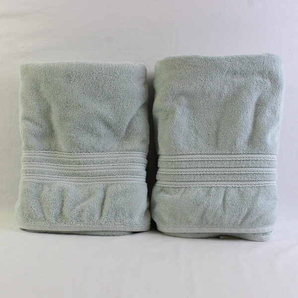 Lot Of 2 Ralph Lauren Solid Blue Bath Towels 100% Cotton 25" x 54.5"