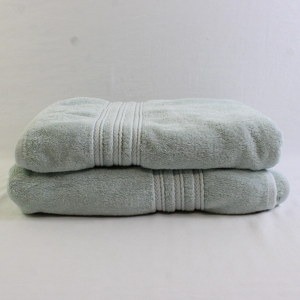 Lot Of 2 Ralph Lauren Solid Blue Bath Towels 100% Cotton 25" x 54.5"