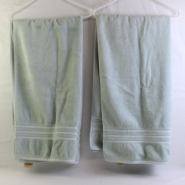 Lot Of 2 Ralph Lauren Solid Blue Bath Towels 100% Cotton 25" x 54.5"