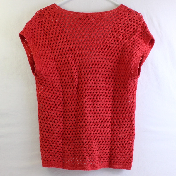 Jones New York Signature Petite Women's Small Red Crochet Sleeveless Vest