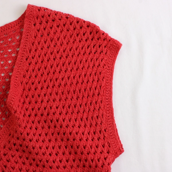 Jones New York Signature Petite Women's Small Red Crochet Sleeveless Vest