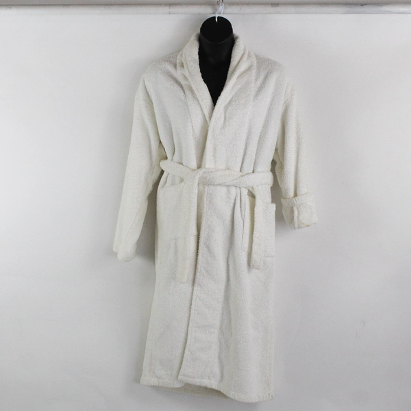 Restoration Hardware Unisex L Luxury Plush Long Robe White Cotton Belted